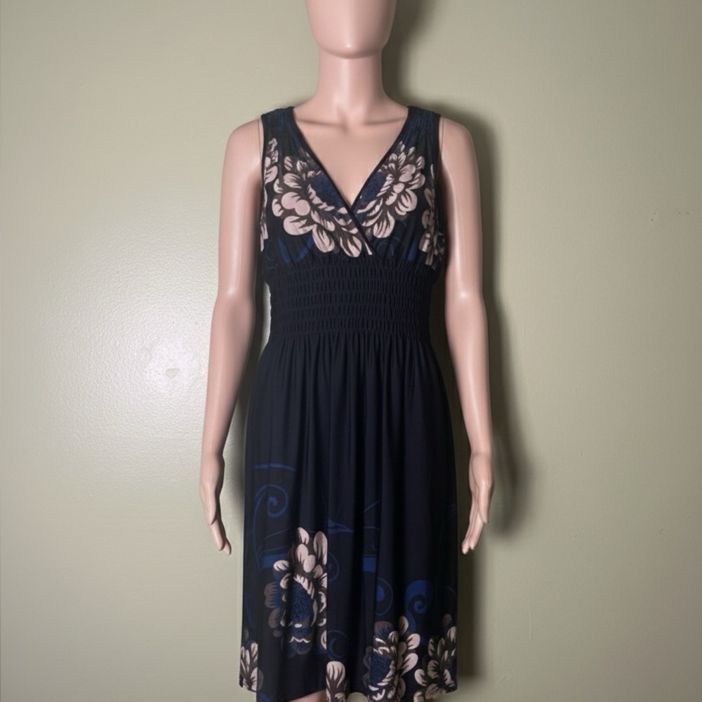 Floral Black and Blue cabinore Women's Dress